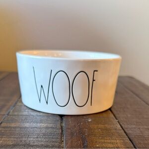 Rae Dunn White 'Woof' Dog Bowl